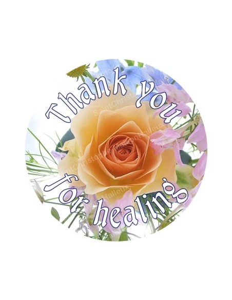 Autocollants ronds - 45mm - "Thank you for healing" - planche 24 pièces