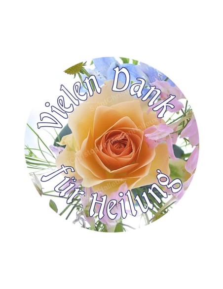 Autocollants ronds - 45mm - "Vielen Dank für Heilung" - planche 24 pièces