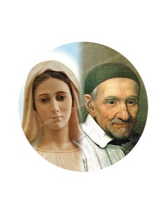 Autocollants ronds - 45mm - "Vierge et Saint Vincent" - planche 24 pièces