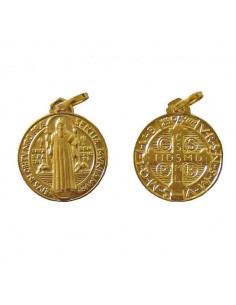 Médaille Saint Benoit plaqué or - 14 mm