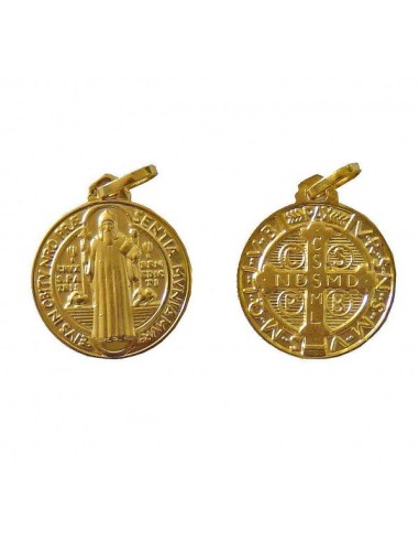 Médaille Saint Benoit plaqué or - 14 mm