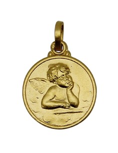 Médaille Vierge à l'enfant  plaqué or - 14 mm