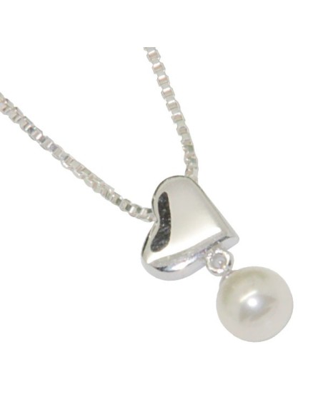 Pendentif Cœur Ange - Cristal blanc  - Argent 925