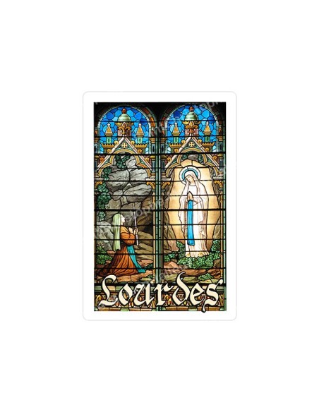 Autocollants Rectangulaires - "Lourdes - vitrail" - 8 pièces - Français