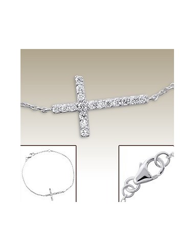 Bracelet avec Croix Cristal - Argent 925 