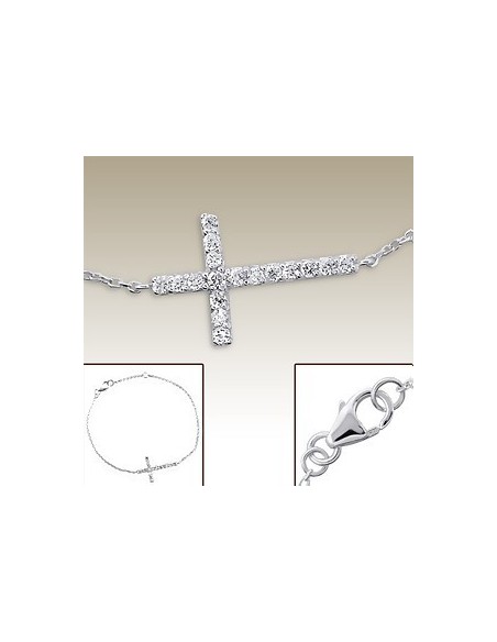 Bracelet avec Croix Cristal - Argent 925 