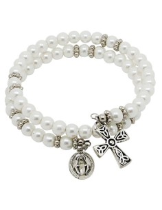 Bracelet Dizaine perles céramique ivoire