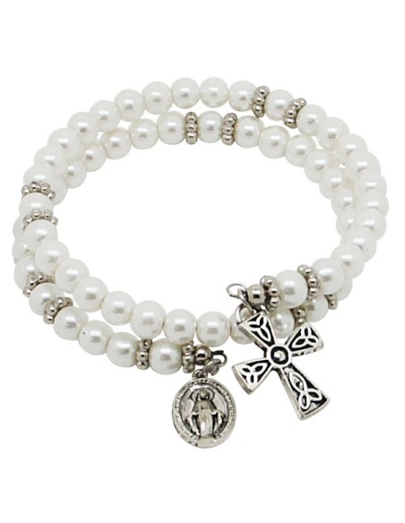 Bracelet Dizaine perles céramique ivoire