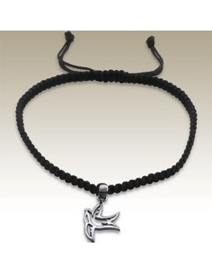 Bracelet Avec Croix Strass cordon noir - Ange 925