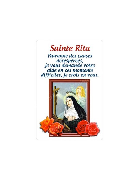 Autocollants Rectangulaires - "Sainte Rita - roses - 2" - 8 pièces - Français