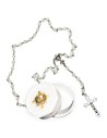 Chapelet en Nacre cœur Calice avec boite communion
