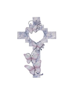 Autocollant Croix Cœur découpé - 12 pièces