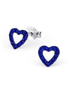Boucles d'oreilles Cœurs - Cristaux Blancs - Argent 925  