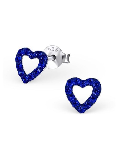 Boucles d'oreilles Cœurs - Cristaux Blancs - Argent 925  
