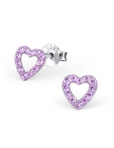 Boucles d'oreilles Cœurs - Cristaux Roses - Argent 925  
