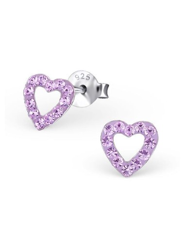 Boucles d'oreilles Cœurs - Cristaux Roses - Argent 925  