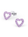 Boucles d'oreilles Cœurs - Cristaux Roses - Argent 925  