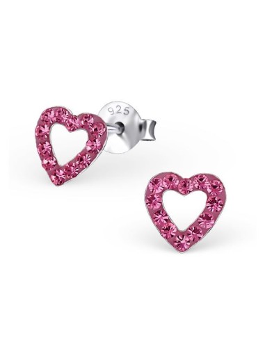 Boucles d'oreilles Cœurs - Cristaux Blancs - Argent 925  