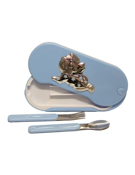 Coffret Ange - Cuillère et Fourchette Bébé -Bleue
