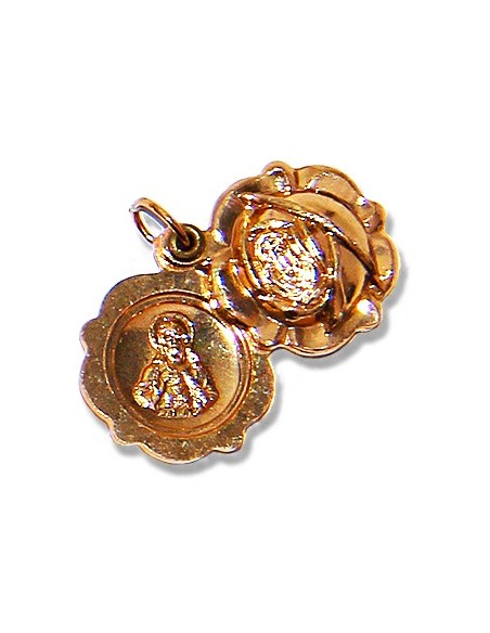 Médaille de Sainte Rita forme fleur 