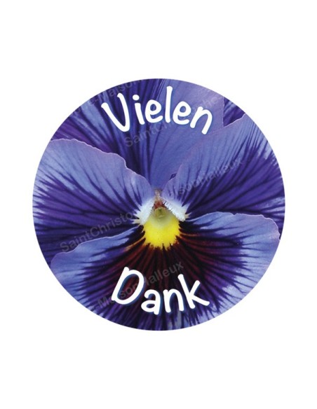 Autocollants ronds - 45mm - "Vielen Dank 3" - planche 24 pièces