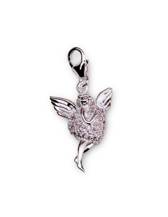 Pendentif Cœur Ange - Cristal blanc  - Argent 925