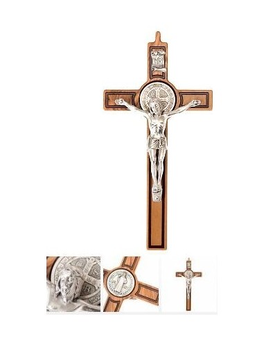 Croix de Saint Benoit en bois - 14 cm