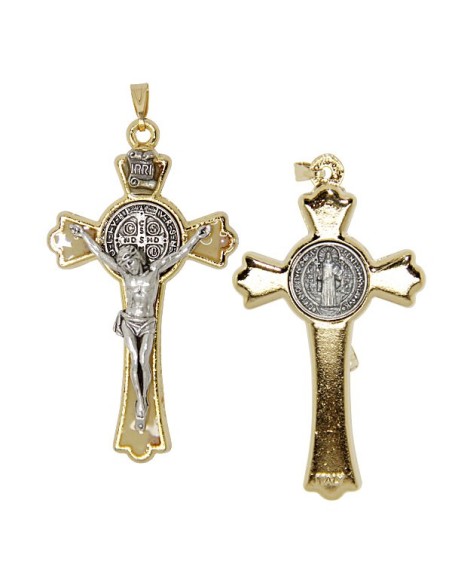 Croix de Saint Benoit argentée - fluorescente  