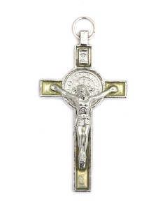Croix de Saint Benoit - émaillée jaune tranparent
