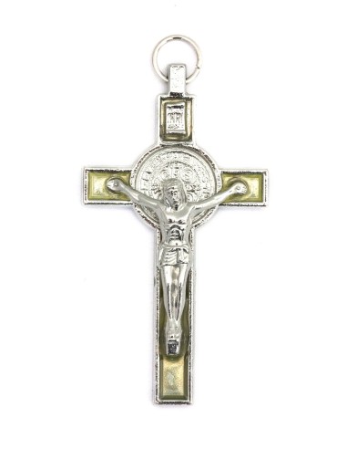 Croix de Saint Benoit - émaillée jaune tranparent