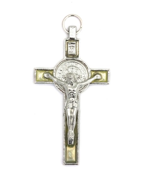 Croix de Saint Benoit - émaillée blanc 