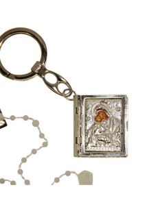 Porte-clés Vierge Icone petite Boite avec Chapelet  2