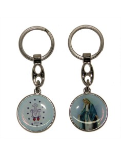 Porte-clés de la Vierge Miraculeuse - Rond bleue