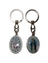 Porte-clés de la Vierge Miraculeuse - oval bleue