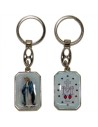Porte-clés de la Vierge Miraculeuse - Rectangulaire  bleue - doré