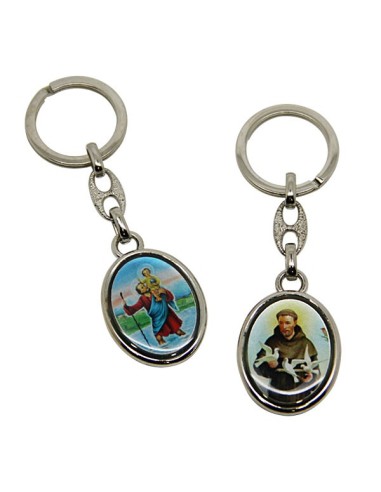 Porte-clés Saint Christophe et Saint François d'Assise