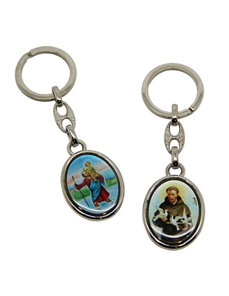 Porte-clés Petit Jésus de Prague - rectangulaire 