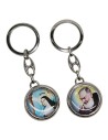 Porte-clés de Sainte Rita et Saint Padre Pio - Rond - Argenté