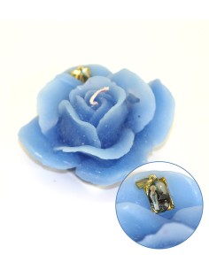 Bougie forme de Rose - Bleue - Médaille de Banneux ND