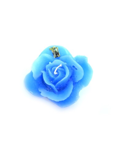 Bougie forme de Rose - Bleue - Médaille de Banneux ND