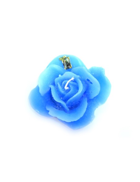 Bougie forme de Rose - Bleue - Médaille de Banneux ND