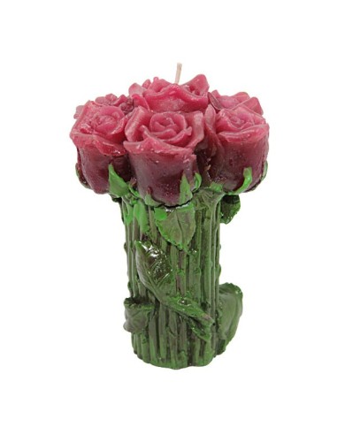 Bougie forme de Rose - Rose - Médaille Ange Protecteur