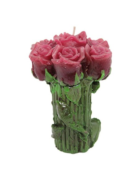 Bougie forme de Rose - Rose - Médaille Ange Protecteur