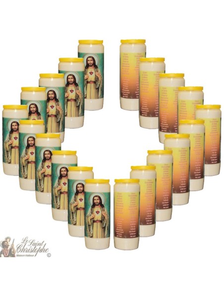 Candles Novena - White - "Sacred Heart of Jesus - 3" (Multilingual)