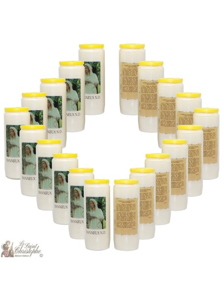 Bougies Neuvaines - Blanches à la Vierge de Banneux image verte prière - (Français)