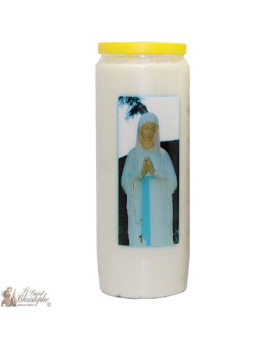 Candles Novena - White - "Our Lady of Banneux - blue" (Multilingual)