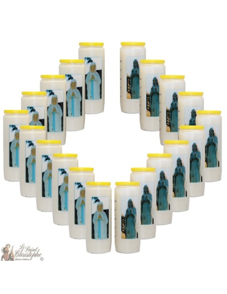 Candles Novena - White - "Our Lady of Banneux - blue" (Multilingual)