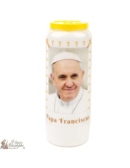 Bougies Neuvaines - Blanches Pape François - modèle 01 - prière français
