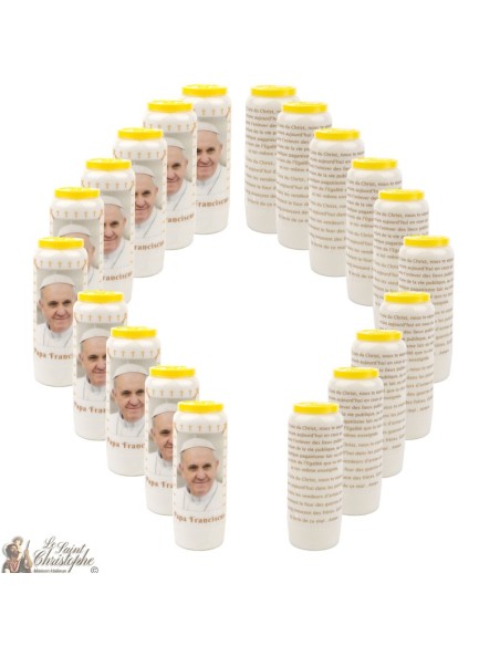 Bougies Neuvaines - Blanches Pape François - modèle 01 - prière français