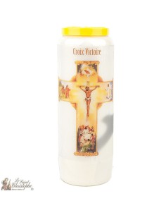 Candles Novena - White - "Cross Victory" (French)